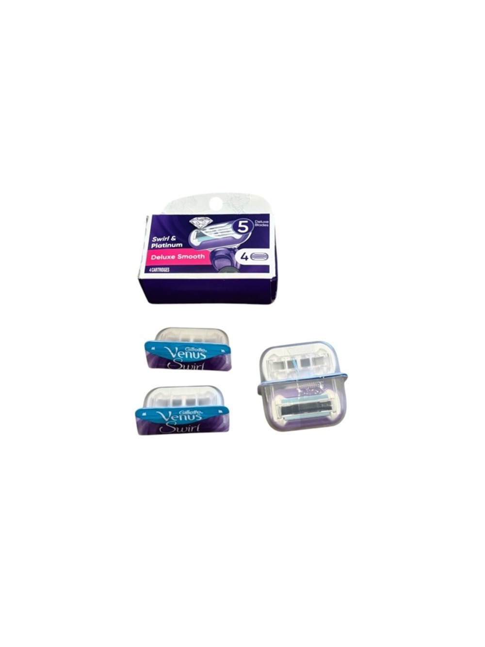 Gillette Venus Swirl and Platinum Deluxe Smooth Women’s Razor Blades 4 COUNT - Picture 3 of 5